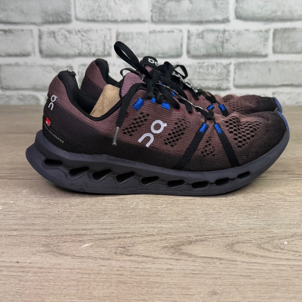 On Cloudsurfer Running Shoes Plum Black Blue Size 9W - Picture 2 of 7
